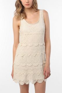 Staring at Stars Tiered Crochet Tank Top Dress   Urban Outfitters