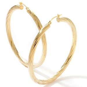 Technibond® Large Twisted Hoop Earrings 