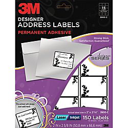 3M Color InkjetLaser Address Labels 2 x 2 58 Black White Floral Pack 