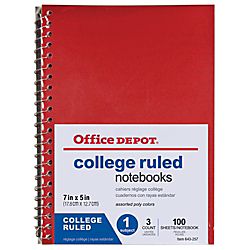 Office Depot® Brand Poly Cover Wirebound Notebook, 5 x 7, College 