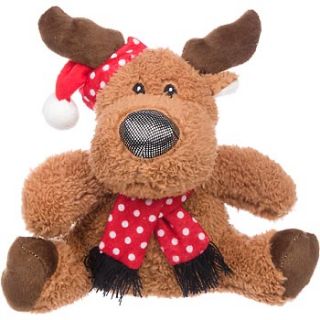 Home Dog Toys  Holiday Cabin Fever Plush Reindeer with Scarf Dog 