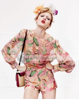 Wholesale Qirtie Stylish Lily Flower Pattern Women Suits Set 2Pcs 