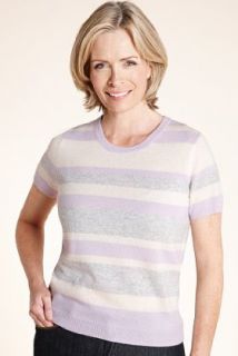 Classic Collection Pure Cashmere Striped Knitted Top   Marks & Spencer 