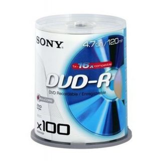 Sony 100DMR47BSP 16x DVD R Discs   100 Pack Spindle  Ebuyer