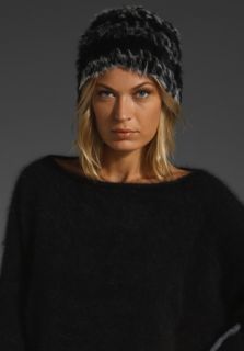 Marc By Marc Jacobs Hayworth Fur Beanie in Salt and Pepper Multi at 