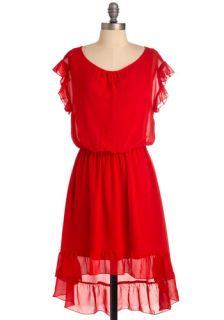 Flutter Your Plans? Dress   Mid length, Red, Solid, Ruffles, Sheath 