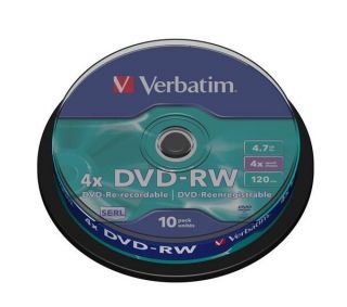 VERBATIM 4x Speed DVD RW Blank DVDs   Pack of 10 Deals  Pcworld