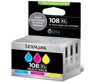 LEXMARK 108XL Tri Colour Return Program Ink Cartridge Pack Deals 
