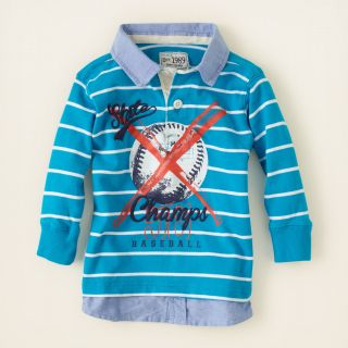baby boy   outfits   striped faux layer rugby  Childrens Clothing 