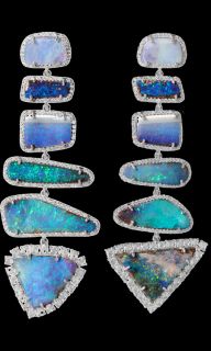 Irene Neuwirth Boulder Opal & Diamond Mixed Shape Earrings 