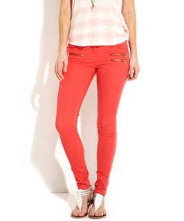 Coral (Orange) 32in Coral Zip Pocket Skinny Jeans  239556683  New 
