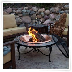 Mosaic 40 Inch Surround Fire Pit with Copper Fire Bowl