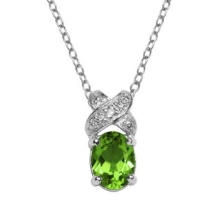 Tradition®/MD Sterling Silver Rhodium Plated Genuine Peridot Oval and 