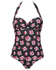 Black (Black) Kelly Brook Floral Swimsuit  228839201  New Look