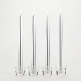 Metallic Silver Taper Candles, Set of 4  World Market
