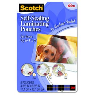 Scotch 4 x 6 Self Sealing Laminating 9.6 Mils Pouches, 5 Count 