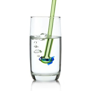 HANDBLOWN GLASS TURTLE STRAWS   SET OF 2  Blown Glass Reusable Straws 
