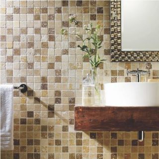 Travertine 3 Colour Mosaic Wall Tile PK4   Mosaic Tiles   Decorative 