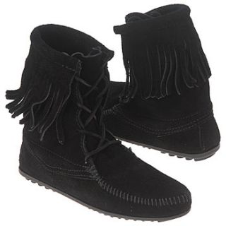 Womens Minnetonka Moccasin Tramper Ankle Hi Boot Black Suede Shoes 