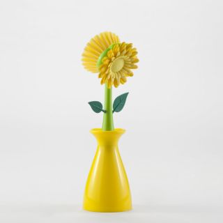 Yellow Flower Pot Kitchen Brush  World Market