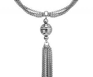 Bead and Tassel Necklace in Sterling Silver   34 Long  Blue Nile