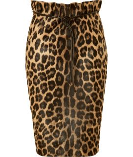 Valentino Natural Leopard Print Haircalf Skirt  Damen  Röcke 