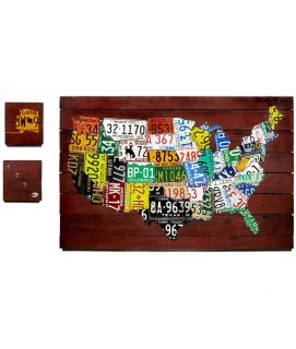RECLAIMED LICENSE PLATE MAP   AARON FOSTER  Decorative US License 