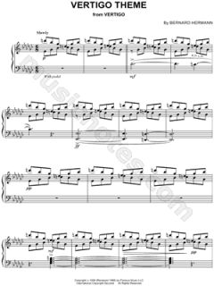 Bernard Hermann   Vertigo Theme Sheet Music (Piano Solo)    