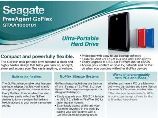 Seagate 1TB FreeAgent GoFlex USB 3.0 Portable HD Product Details