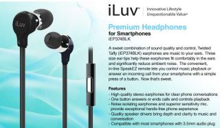 iLuv iEP374BLK Premium Headphones for Smartphones   Microphone, Noise 