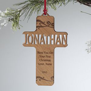 Personalized Christian Cross Ornaments   Bless This Child   12370