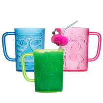 Home Kitchen & Tableware Cups & Glasses Plastic Luau Mugs with Handles 