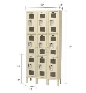 Lockers  Visible  Hallowell Safety View Locker Triple Tier 12x18x24 