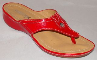 Geox Priscilla Red Patent Leather Slides Flip Flops Sandals Size 6 CB 