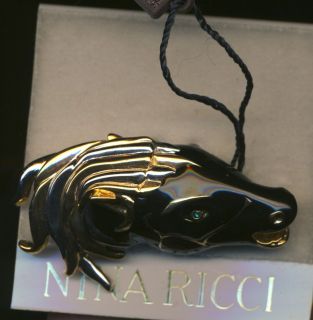 Nina Ricci Black Horsehead Pin Brooch Vintage But New