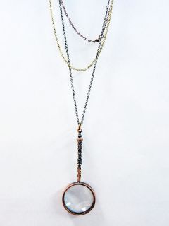 Three Strand Magnifying Glass Pendant Necklace