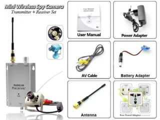 Wireless 1/3 380TVL Pinhole Camera Transmitter with Receiver Set 