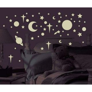 258 GLOW IN THE DARK Celestial Wall Ceiling Decals Stars Planets Space 