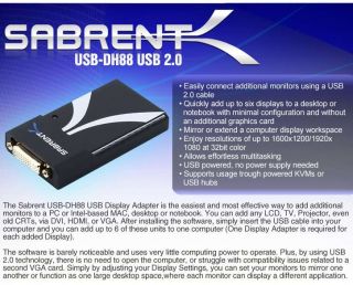 Buy the Sabrent USB 2.0 to DVI/VGA/HDMI Display Adapter at TigerDirect 