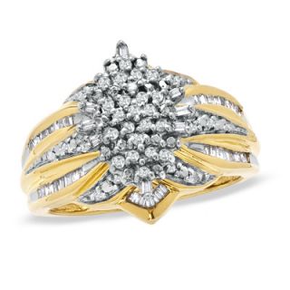 CT. T.W. Diamond Marquise Cluster Ring in Sterling Silver and 14K 