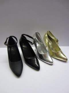 Miss Black/Gold/Silver Closed Toe Court Shoe