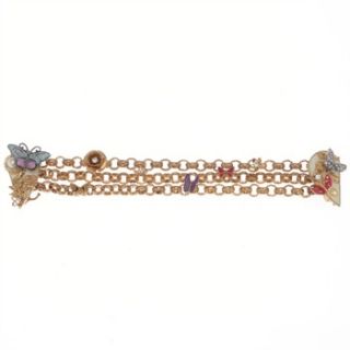 Juicy Couture Gold/Multi Coloured Triple Chain Butterfly Bracelet