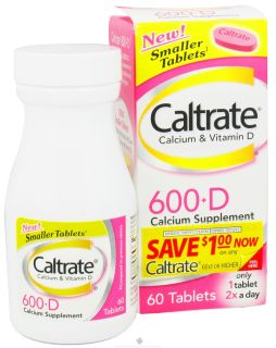 Buy Caltrate   600 Plus D Calcium Supplement 600 mg.   60 Tablets at 
