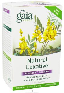 Buy Gaia Herbs   Natural Laxative RapidRelief Herbal Tea   20 Tea Bags 