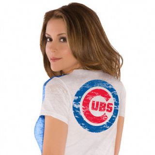 Chicago Cubs Womens Superfan Burnout Tee from Touch by Alyssa Milano 