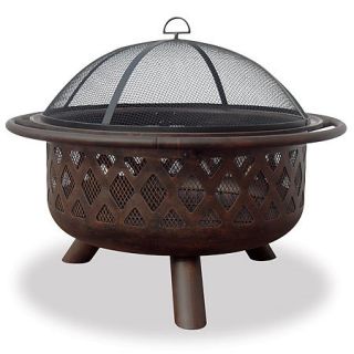 UniFlame 36 Oil Rubbed Bronze Outdoor Firebowl With Lattice Design 