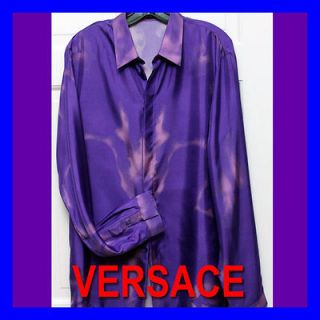 925 GIANNI VERSACE Purple SILK SHIRT w/ Price (16 1/2)