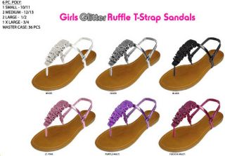 Wholesale Girls Glitter Ruffle T Strap Sandal (SKU 915298) DollarDays 