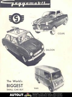 1958 Goggomobil 300 400 Microcar Sales Brochure