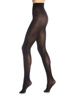 Ribbed Opaque Tights, Black   